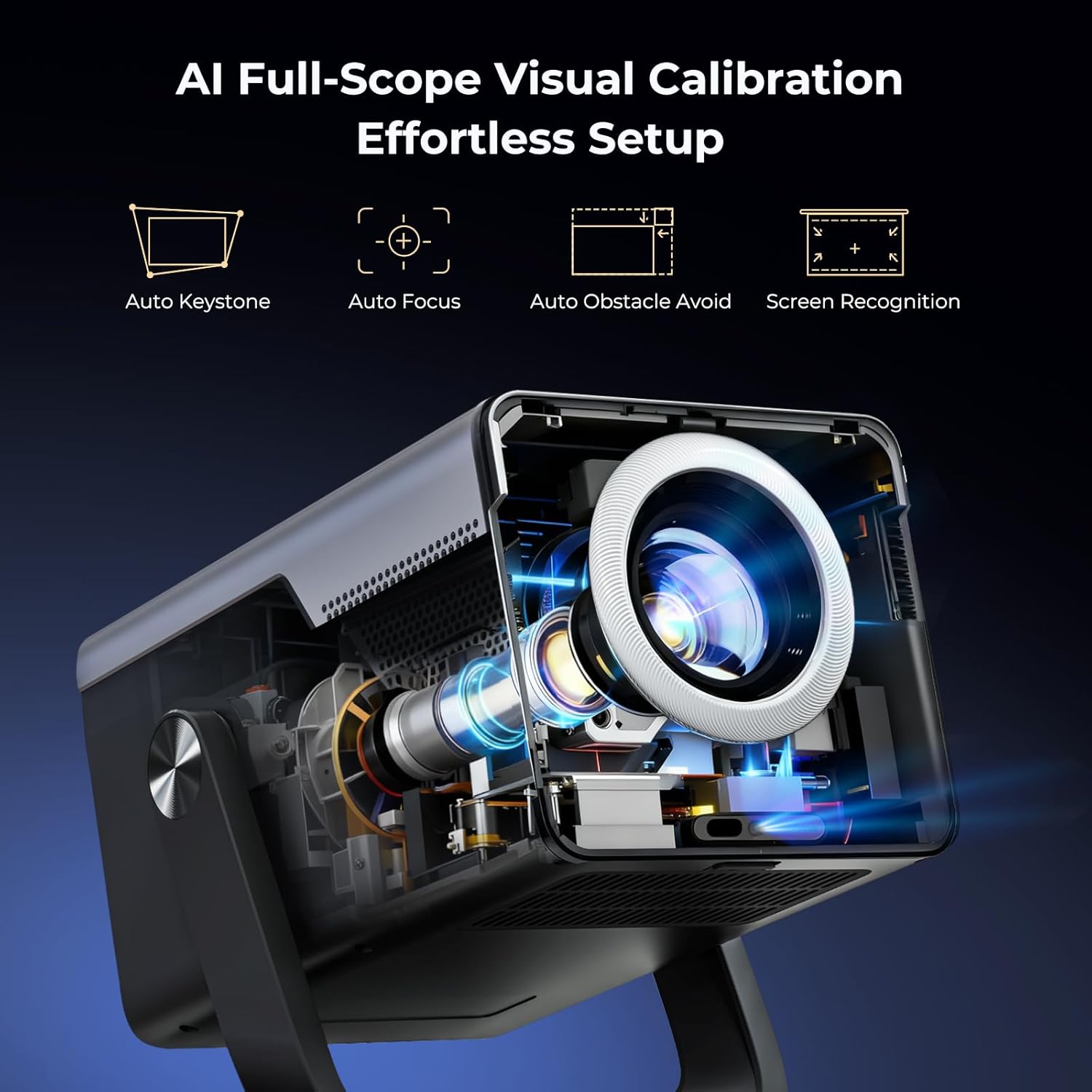 [2000 ANSI Daylight Visible] Native 1080P Smart Video Projector 4K 8K Input, Android 14 Proyector Portátil with HiFi Sound, Auto Focus & Keystone, WiFi Bluetooth Home Theater for iPhone/Netflix X7