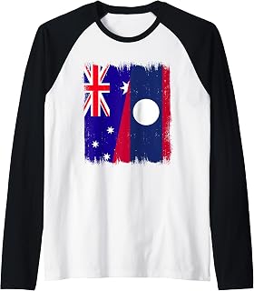 Australia Laos Half Flag Australian Laotian Roots Raglan Baseball Tee
