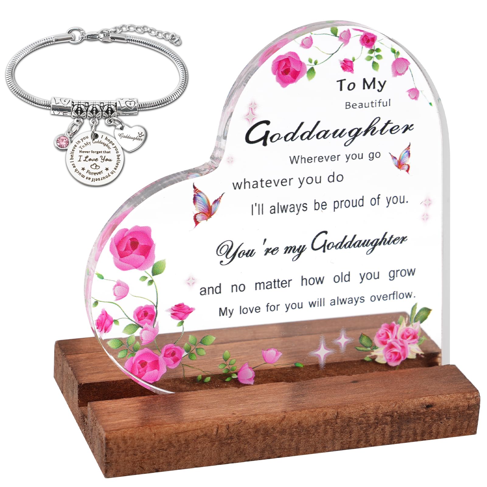 Goddaughter Gifts from Godmother Godfather, Heart-Shaped Acrylic Plaque Gifts for Goddaughter, Ideas God daughter Birthday Christmas Presents from Godparents โ image 1