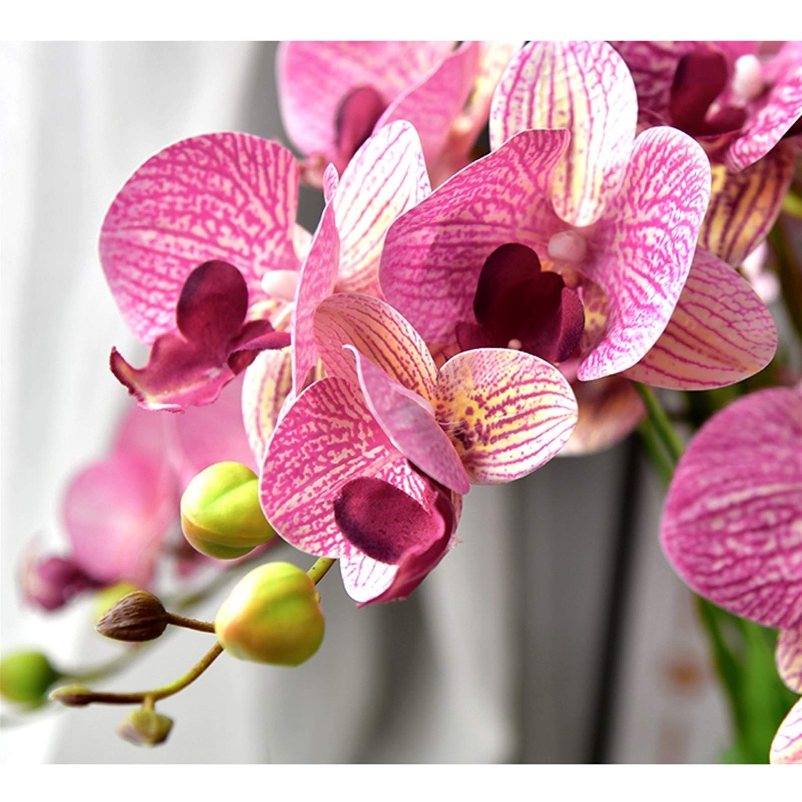 Sztuczny Kwiat W Doniczce, Sztuczne Kwiaty W Wazonie, Storczyk Phalaenopsis, Sztuczne Kwiaty W Wazonie, Ozdoby Stołu W Jadalni, Wystrój Salonu, Biało-Różowa Szt(Różowy)