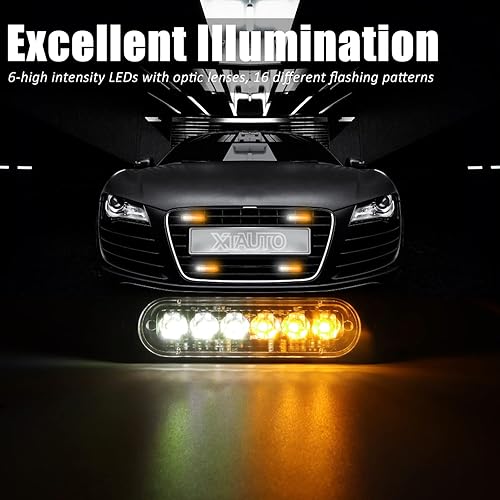 Vista 20 de XT Auto - Luz estroboscópica de advertencia (6 luces LED) rojo azul,ámbar blanco,Rojo -,Ámbar,Rojo/Blanco,Blanco