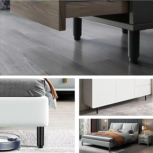 Miniatura 4 de Patas de metal de 5 pulgadas para muebles, patas ajustables, patas de metal negro, adecuadas para sofás, armarios, camas, paquete de 2