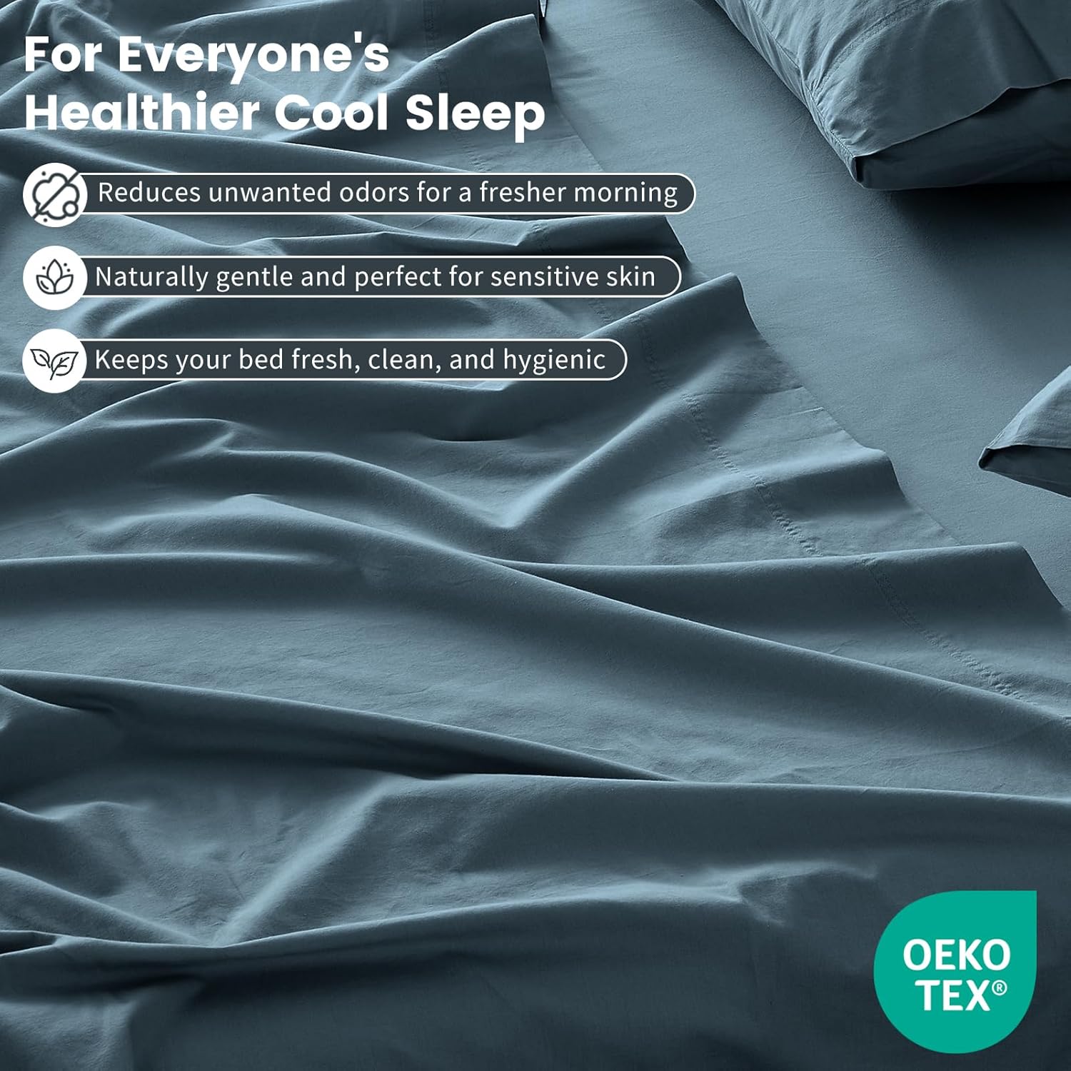100% Linen Sheet Set King Size Extra Deep Pocket Fits 18-24 Inch Mattress, Breathable & Soft, Smooth 4-Piece Set for Thick Mattresses Hotel Luxury Bedding（King, Navy Grey）
