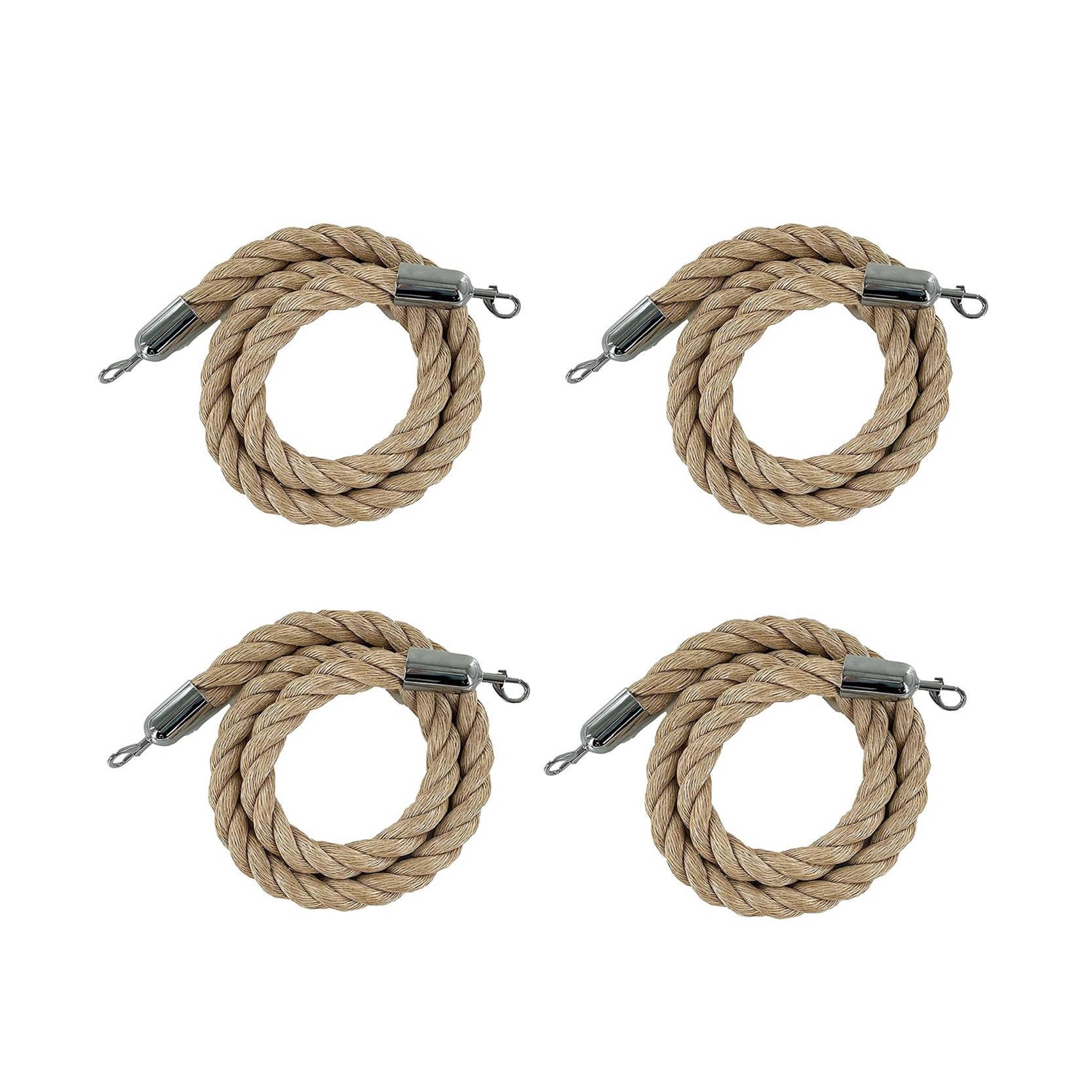 Cordes de poteaux de sécurité de luxe en chanvre torsadé et finitions métalliques dorées