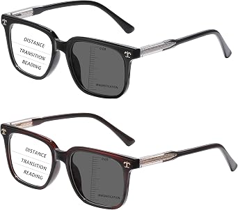 Photochromic Progressive Multifocus Reading Glasses Men Women, Cheaters Reader Transition Sunglasses Spring Hinges
