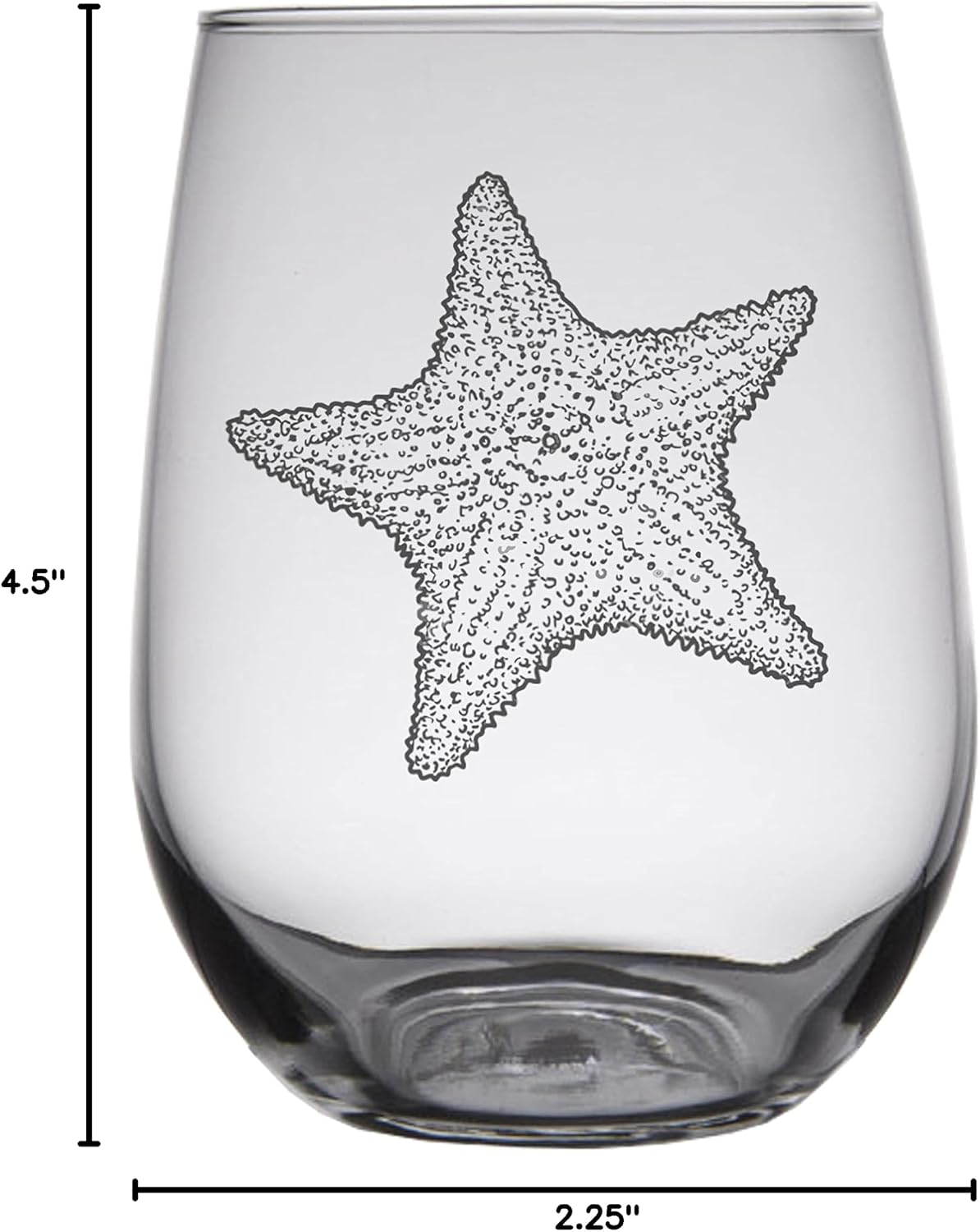 Starfish Engraved Stemless Wine Glasses (Set of 2)