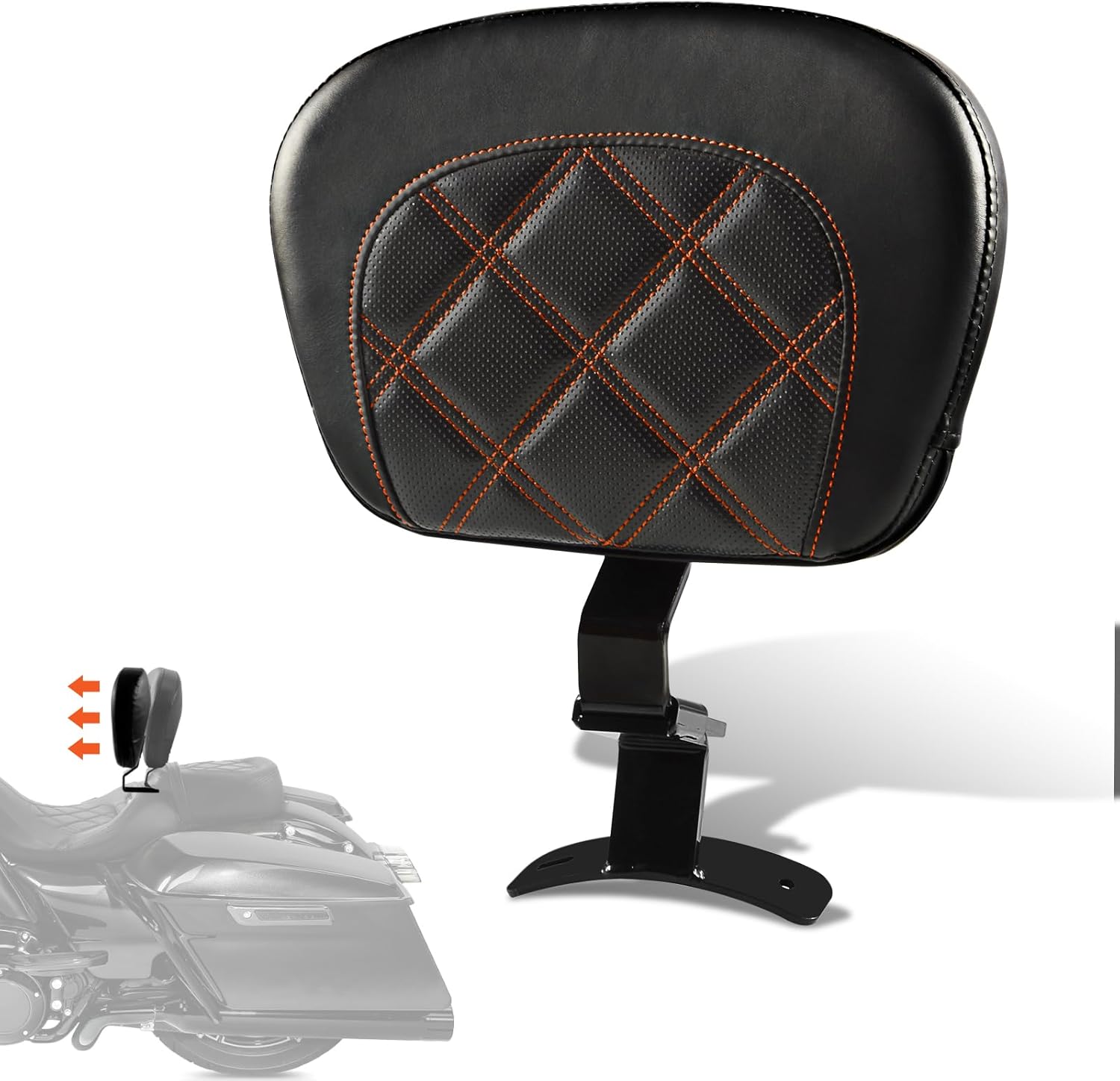 FOVPLUE Driver Backrest,Adjustable Rider Sissy Bar Backrest Pad for Harley Touring 2009-Later, for CVO Street Glide, Road Glide, Road King, Electra Glide FLHR, FLTRX, FLHX, FLHT, Tall-Ride/BLACK