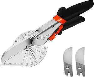 GARTOL Miter Shears- Multifunctional Trunking Shears for Angular Cutting of Moulding and Trim, Adjustable at 45 to 135 Degree, Hand Tools for Cutting Soft Wood, Plastic, PVC, with Replacement Blades