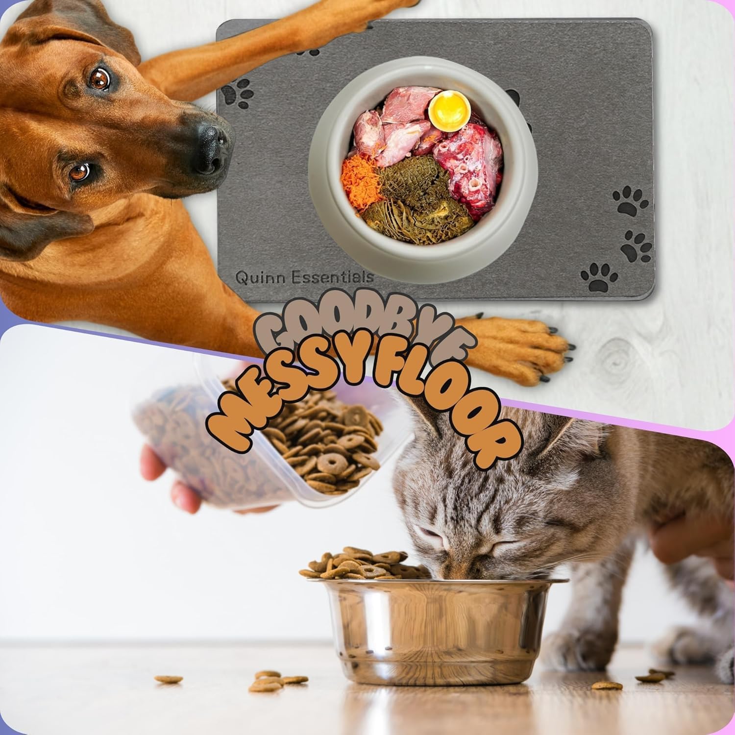 Quinn Essentials Dog Water & Feeding Mat Fast-Dry Diatomaceous Stone Tray for Bowls, Anti-Slip, Spill Control, Cleaner Area, Cat Feeding Tray, Travel Pet Mat - Image 6