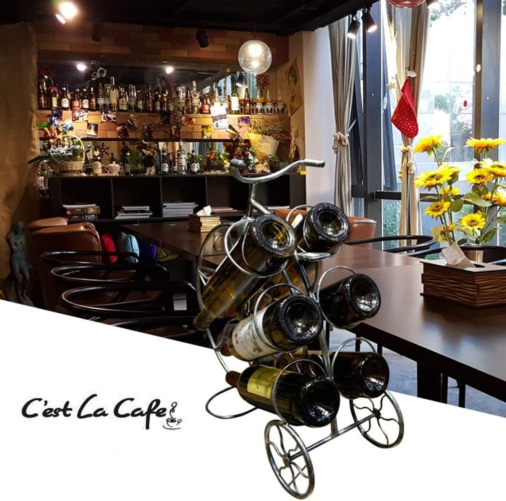Wine Bottle Holder Bicycle Design Tabletop Wine Rack for Home Decor Great Gift (Size 49.5 * 21 * 47.5cm)