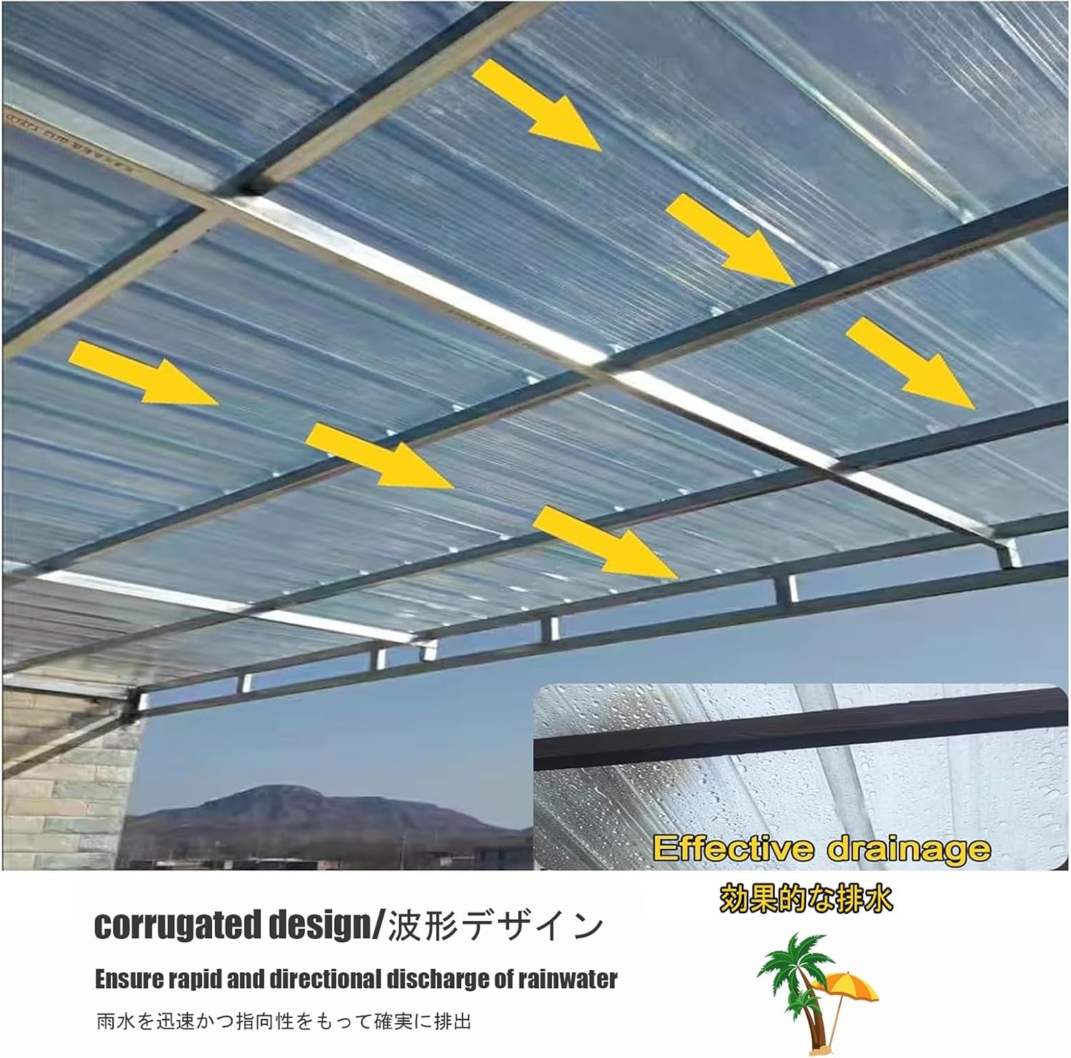 透明屋根シート、1.2mm 透明屋根パネル、波形屋根シート、FRP 採光パネル、紫外線防止交換用小屋パネル、カーポート温室用 【薄手】