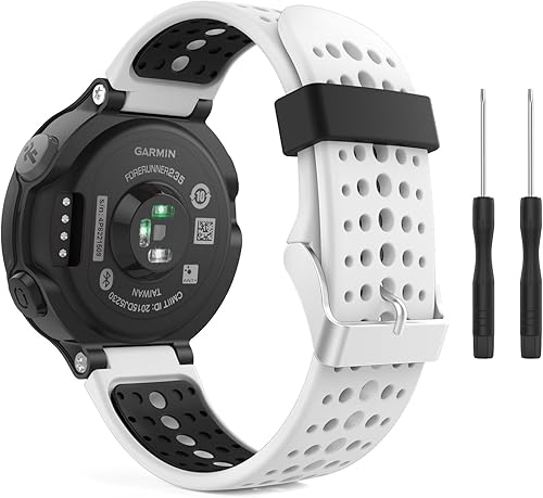 MoKo, banda ajustable de silicona suave, repuesto de correa para Garmin Forerunner 235 Blanco y negro