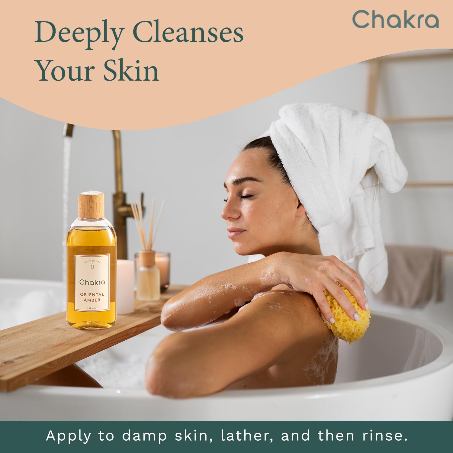 Chakra Body Wash for Women & Men - Moisturizing Shower Gel for Deep Cleansing and Silky Skin - Gentle Daily Body Care with Long-Lasting Freshness, 8.45 fl oz, Oriental Amber image 4