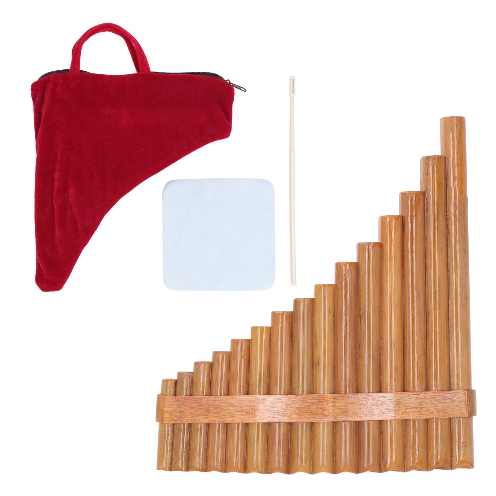 Flûte à pipe en bambou 15 tuyaux G Key Panpipe Pan Flûte traditionnelle en bois pour les amateurs de musique (main droite)