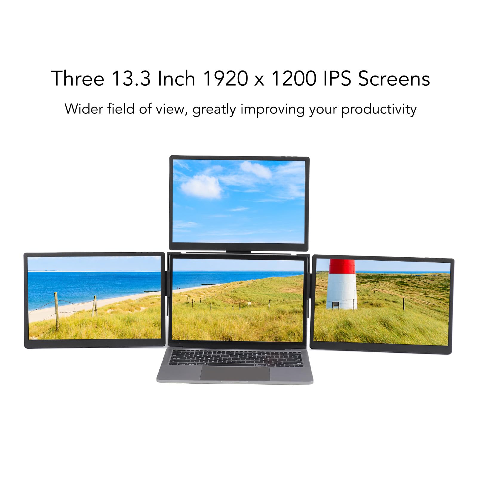 Tangxi Monitor Portatile per Laptop, Estensore per Schermo IPS HD 3 da 13,3 Pollici, Estensore per Monitor Portatile per Notebook Staccabile, Adatto per Laptop da 11,6-17, per Windows,