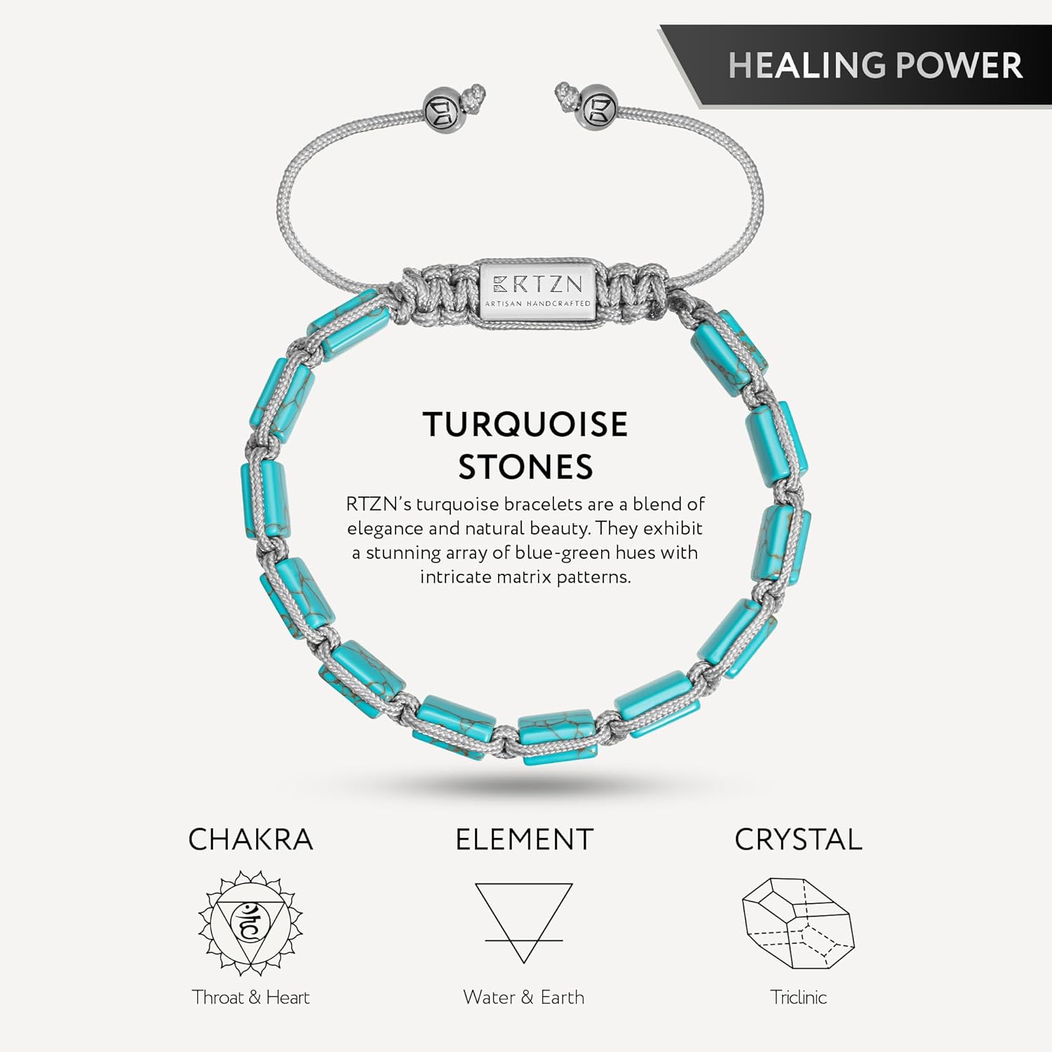 RTZN® Mens Turquoise Bracelet – Premium Handcrafted Western Turquoise Bracelets for Men – Adjustable Turquoise Beaded Bracelet