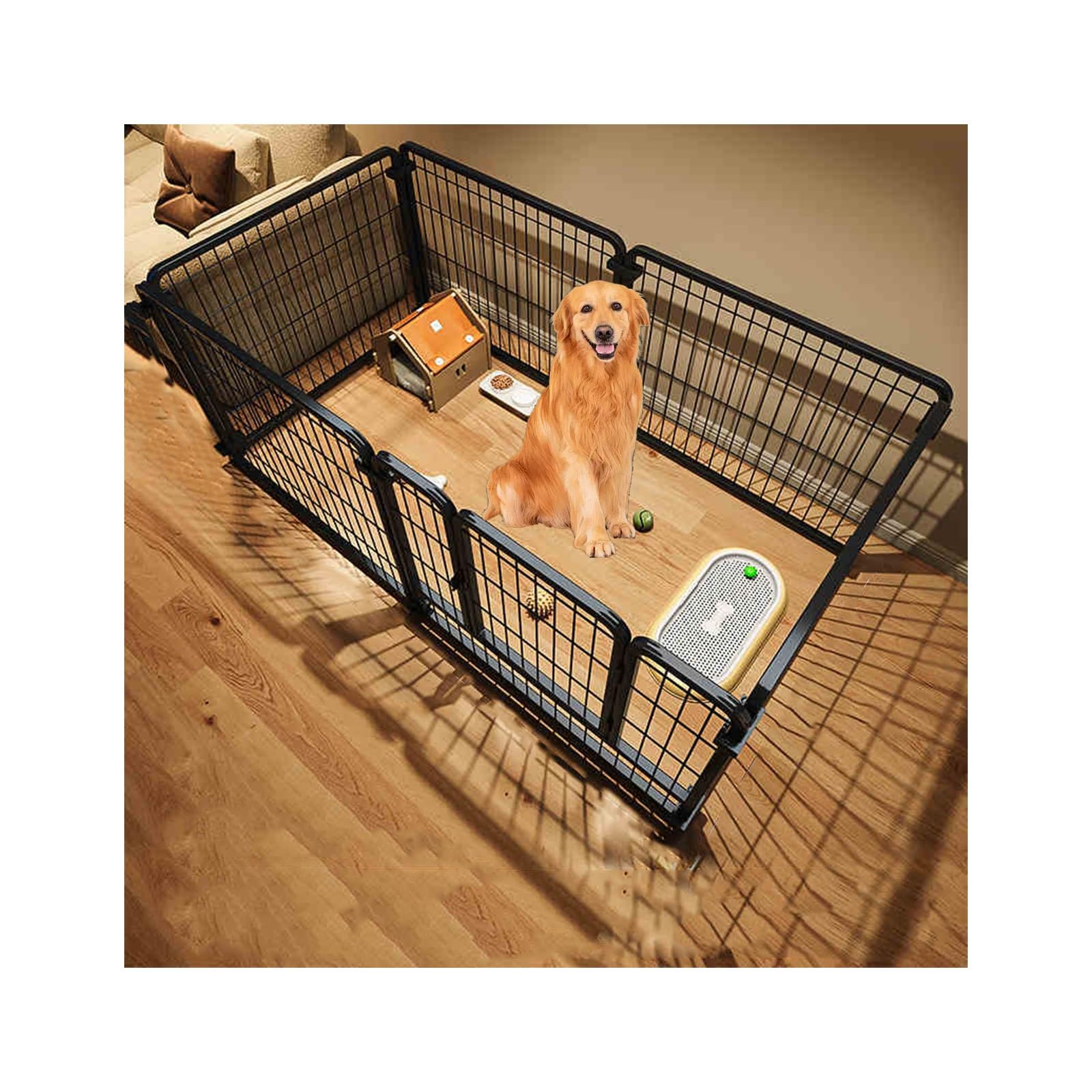 Box per Cani Recinto per Piccoli Animali Recinto per Cani da Interno Recinto per Cani in Ferro Recinto per Cani Recinto per Animali Domestici con Porta(Black,120 * 60 * 60CM)
