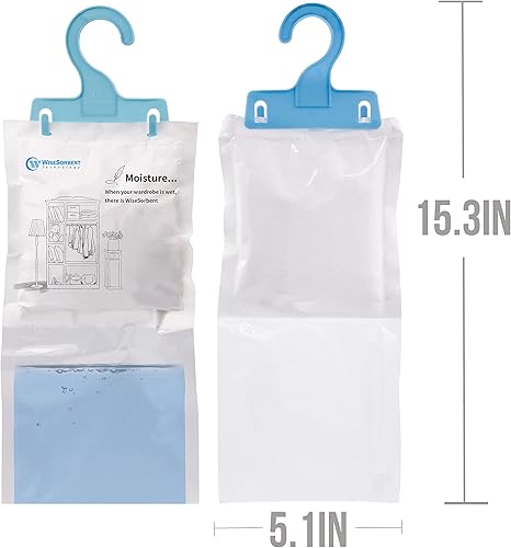 Miniatura 6 de Bolsas colgantes de repuesto para absorber la humedad, paquete de 24 paquetes (7 onzas cada una) de papel absorbente de humedad con 12 ganchos,