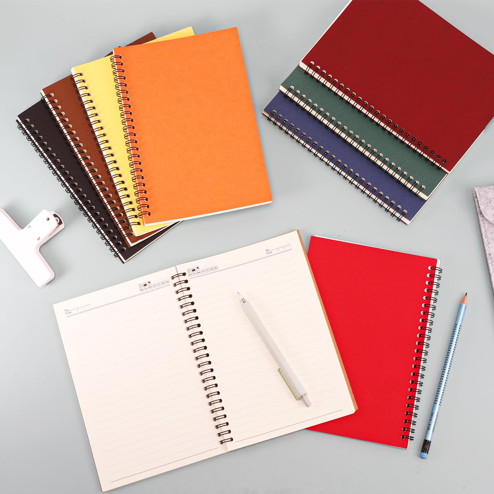 EXTRAPINS Blocco note a spirale, formato A5, 36 pezzi, a righe, formato A5, a righe, formato A5, a righe, per scuola, ufficio, 100 pagine/50 fogli, 21 x 14 cm (36 pezzi)