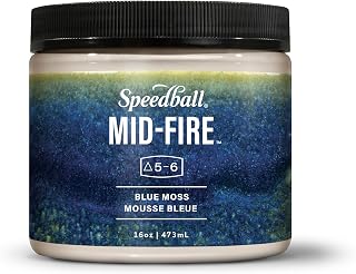 Speedball Mid-Fire Glaze, Blue Moss, 16 Ounce Jar for Pottery and Ceramics