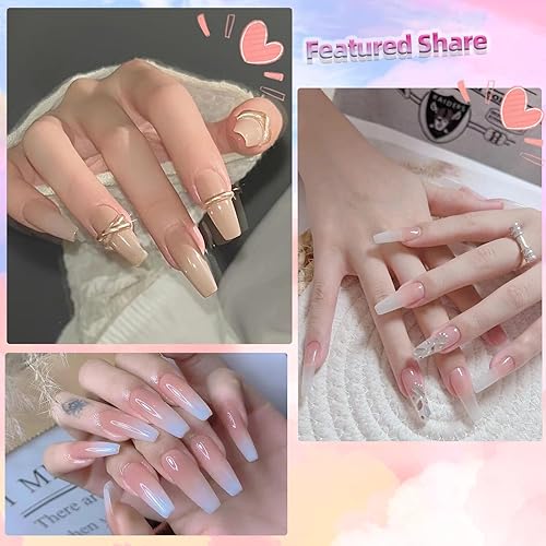 Miniatura 6 de SKVP Juego de esmaltes de uñas de gel de gelatina de 0.5 onzas líquidas, esmalte de uñas de gel color pastel nude transparente, kit de esmalte de