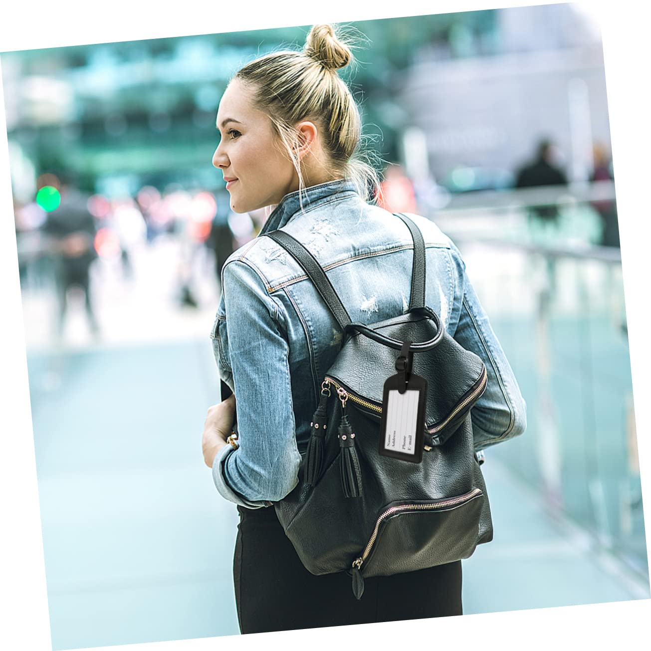 GALPADA 15pezzi Targhette Da Bagaglio Pu Eleganti e Resistenti Per Valigie e Accessori Nere