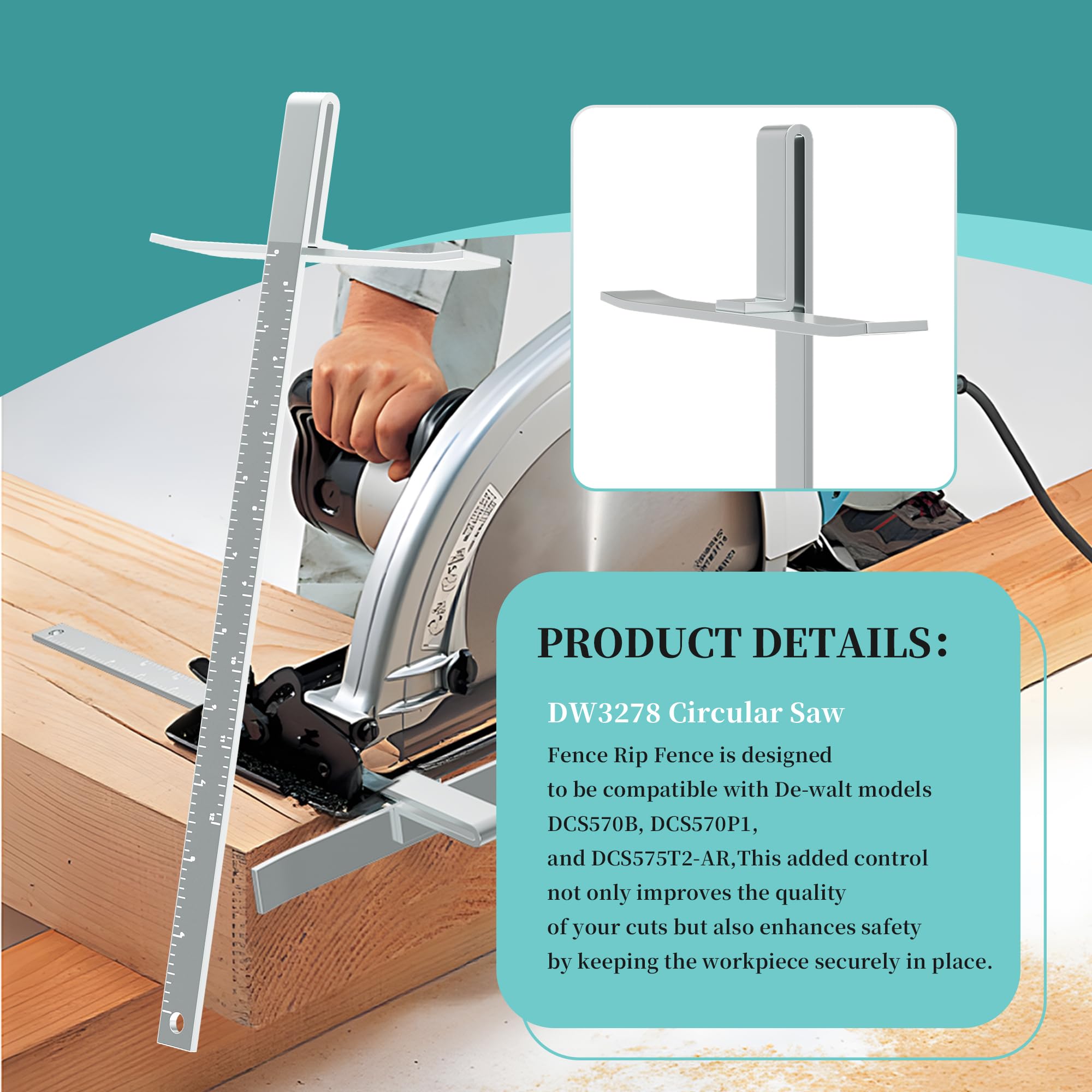 DW3278 - Kit de valla de sierra circular para accesorios de sierra circular Dewalt, guía de borde de valla, compatible con DeWalt DCS575, DCS570, DCS577, DWE575 y DWS535