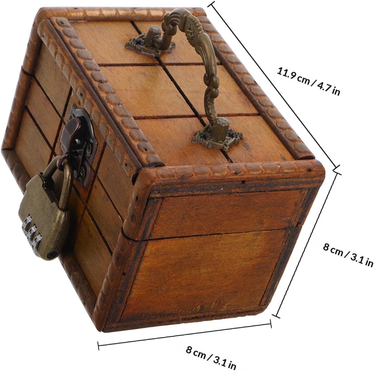 VALICLUD Vintage Wooden Jewelry Chest with Lock for Secure Storage