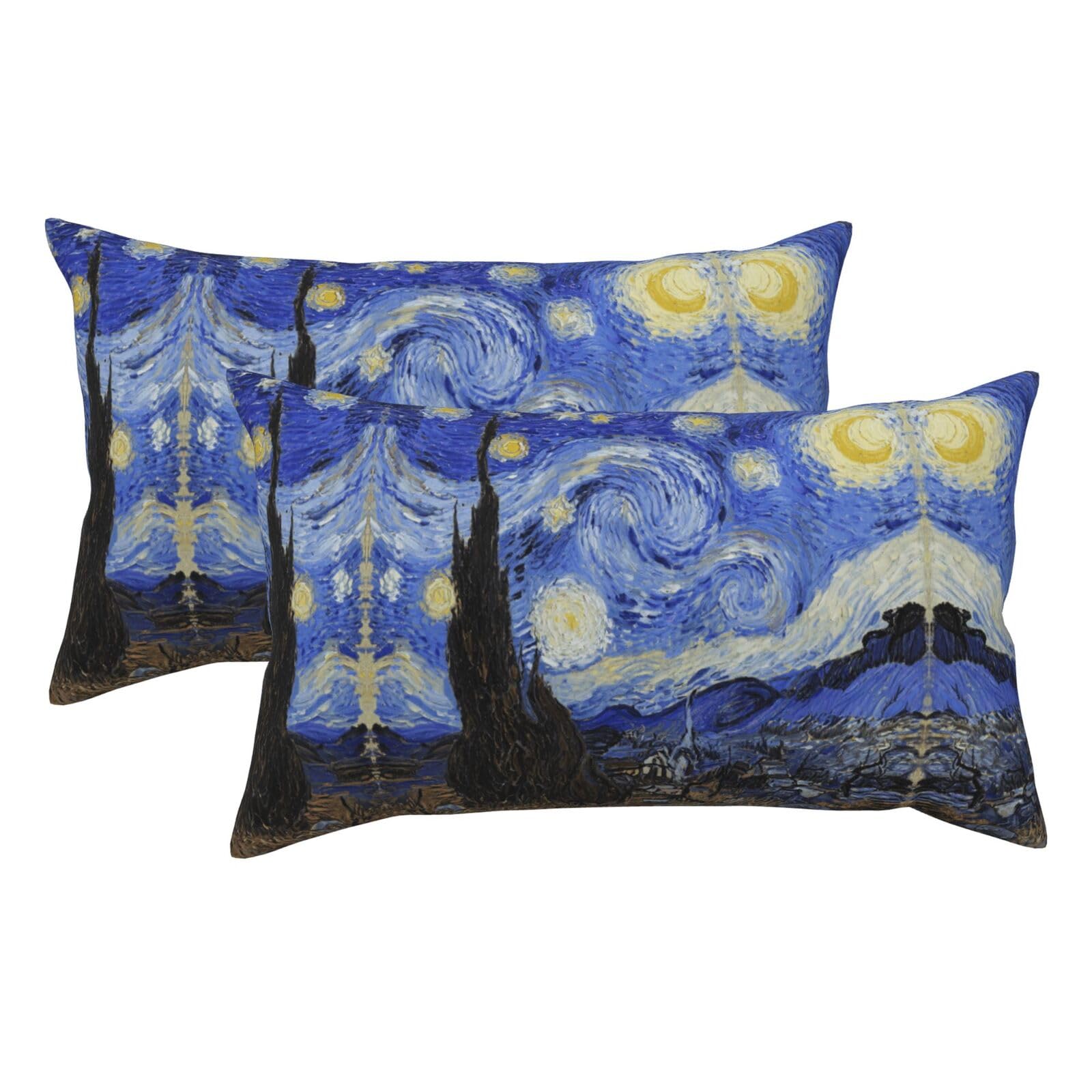 The Starry Night Luxury King Pillowcases Set of 2, Plush Velvet Feel Pillow Covers with Hidden Zipper, Skin & Hair Friendly, 20x36 Inches Pillow Cases for Sleeping Gift