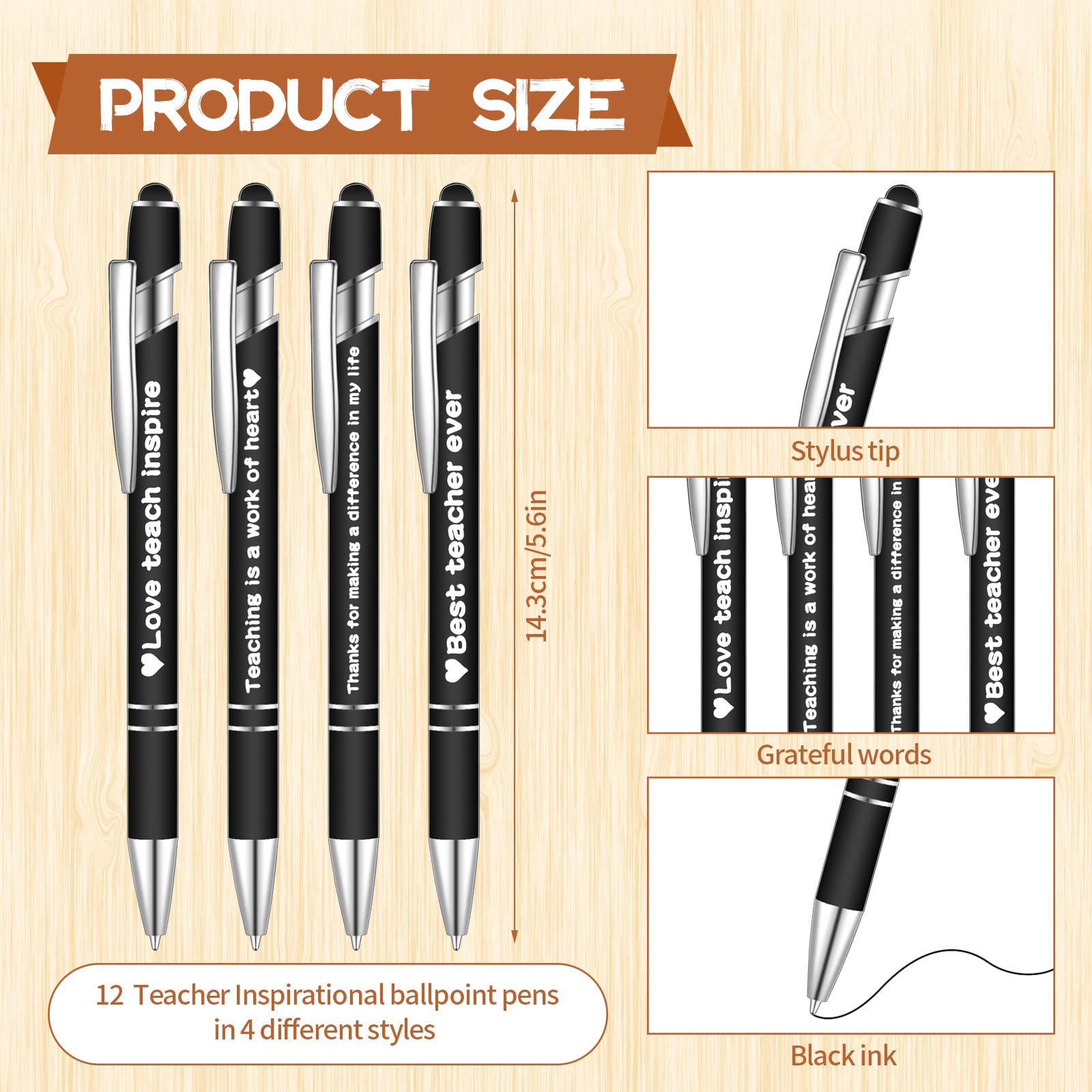 PASISIBICK 12 Bolígrafos Inspiradores Con Frases Inspiradoras Snarky Screen Touch Stylus Escrituras Alentadoras Para La Oficina Tinta Negra 12