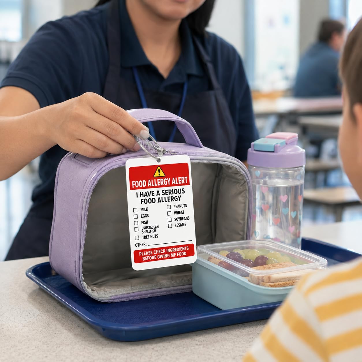 Food Allergy ID Tag, Emergency Contact Card for Kids School Backpack