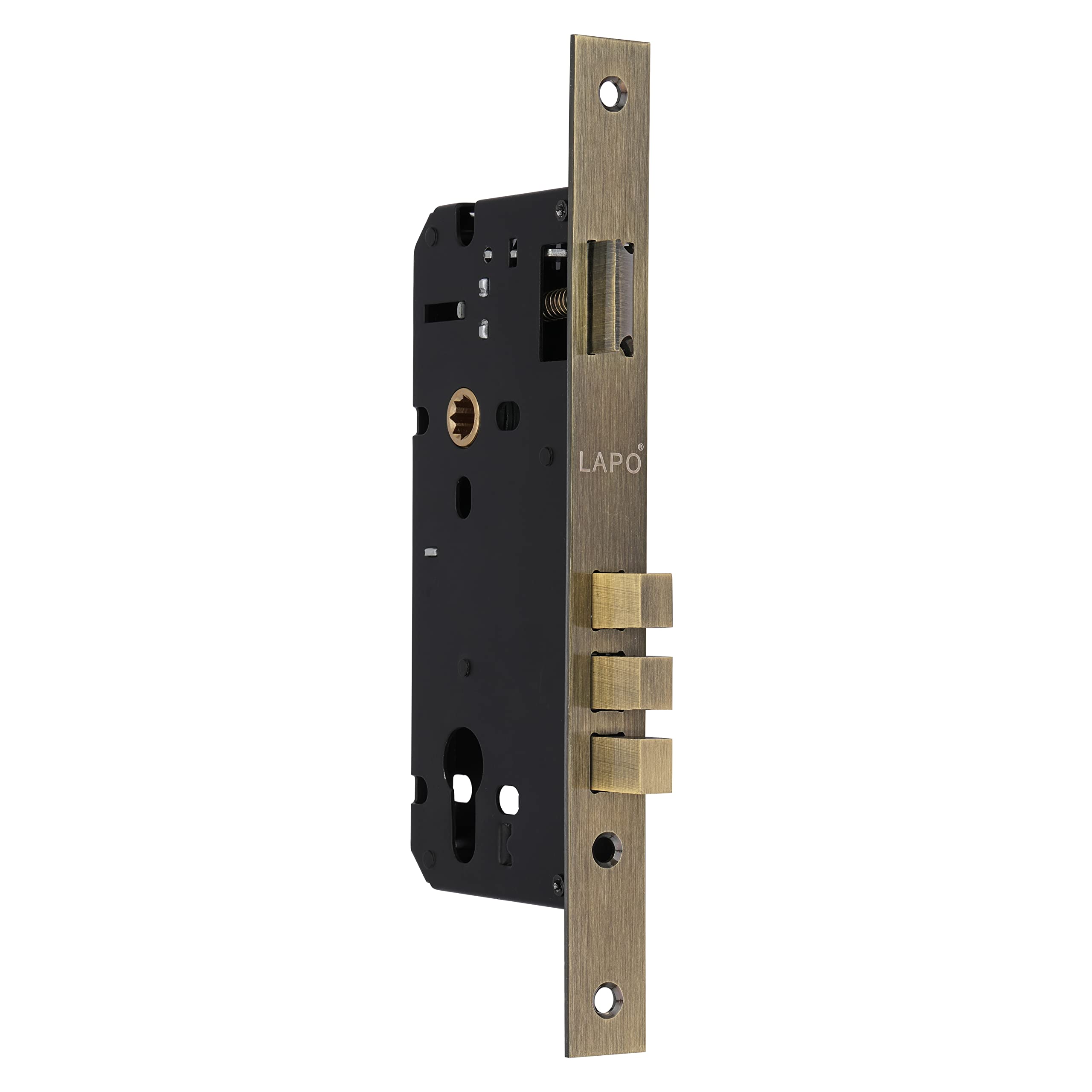 LAPO Heavy Duty Brass Lock Body Set for Wooden Door, Mortise Lock Body, Lock Body 50 mm x 85 mm Three Bullet (Antique Finish)-Pack of 1 pcs — Amazon image 4