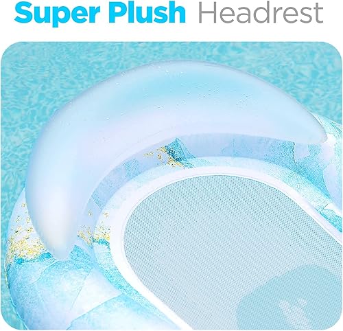 Miniatura 7 de Galvanox Flotadores de piscina tamaño adulto, balsa resistente, tumbona de agua reclinable inflable para piscina