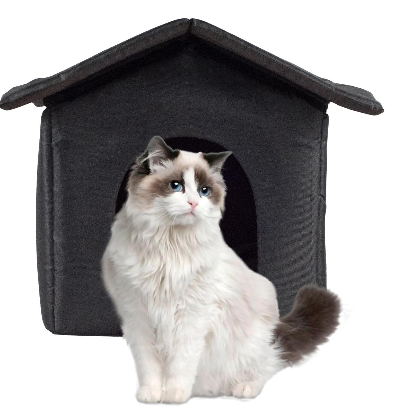 Maison de chat imperméable et grand abri isolé de balcon pour plusieurs chats