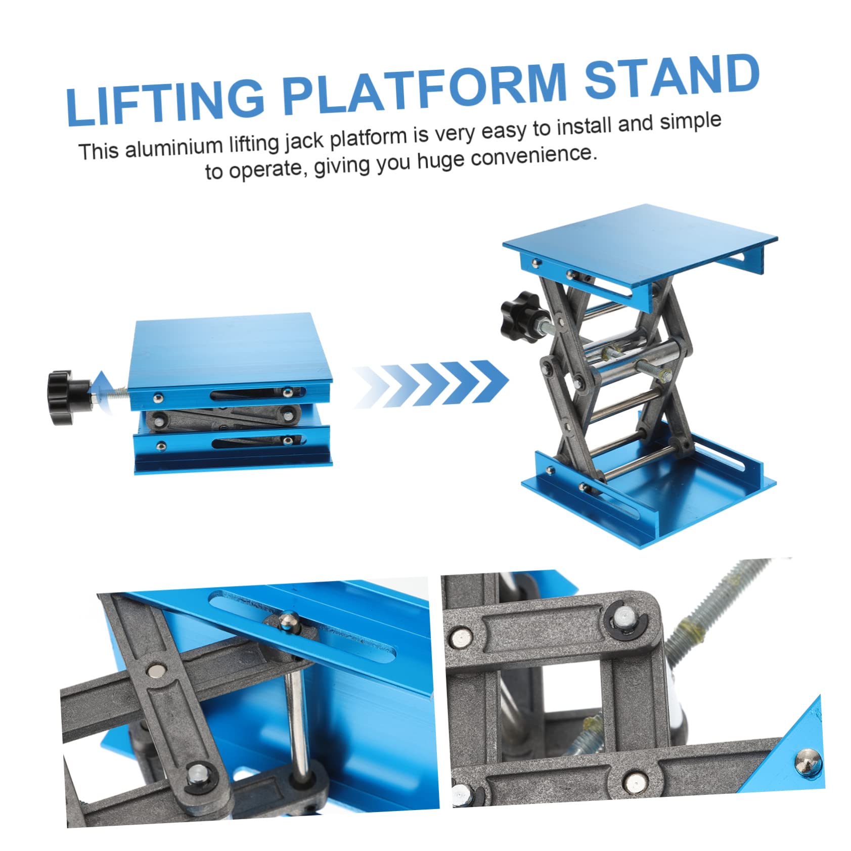 Mesa Elevadora de Aluminio Manual, Altura Ajustable, Plata