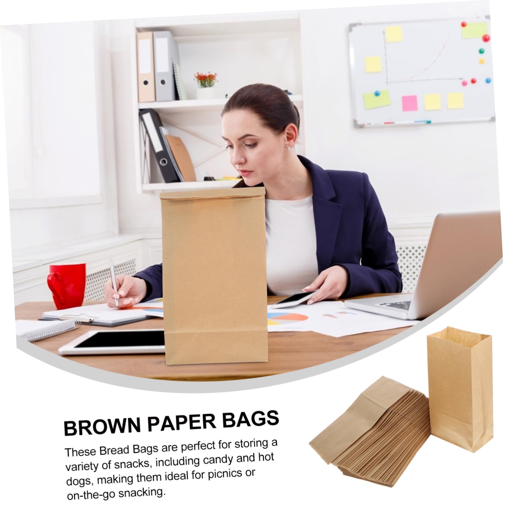 50 Piezas Bolsas De Papel Kraft Para Panadería Unidades Bolsas Para Galletas Para Empaquetar Comida Regalos o Eventos