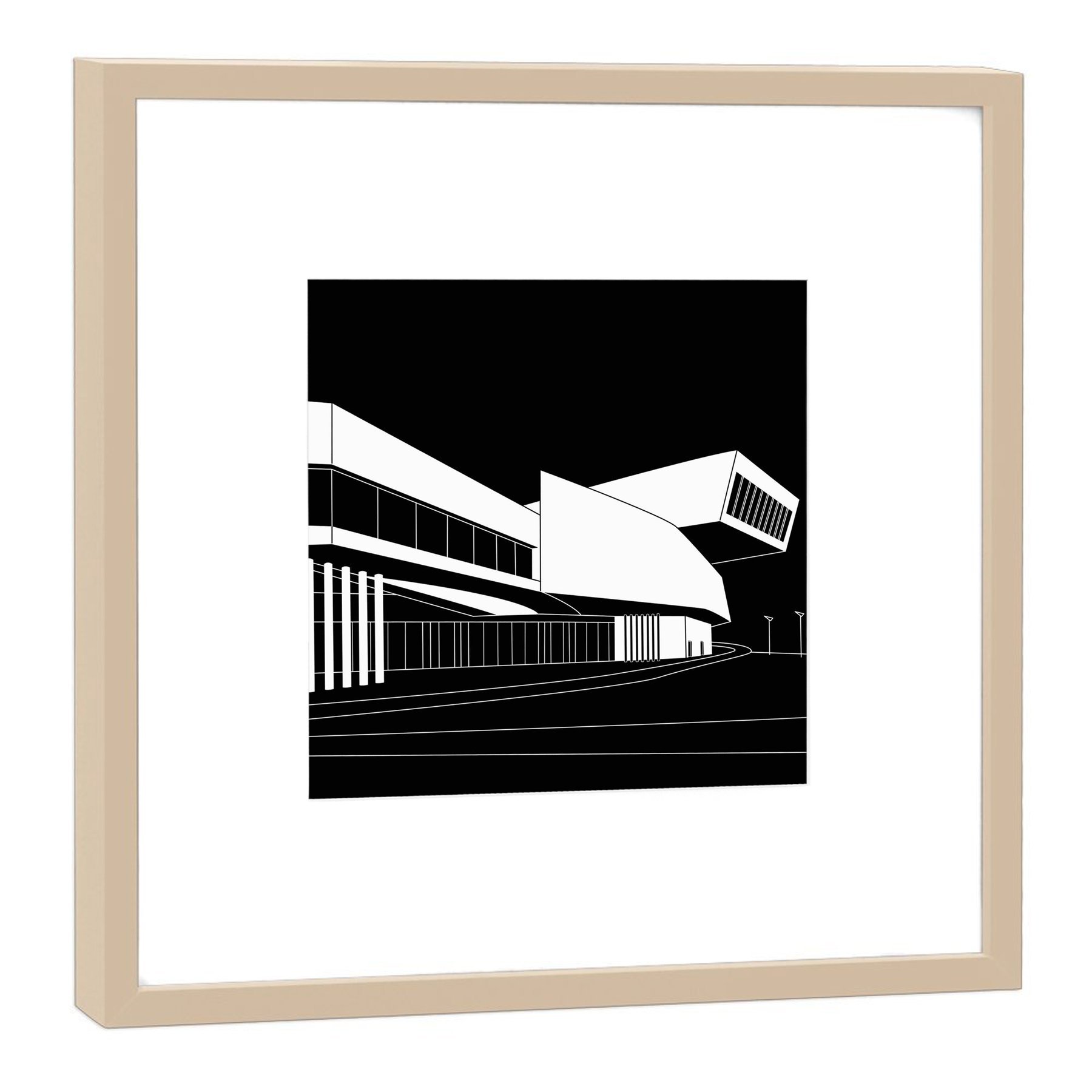 Décoration murale en bois noir et blanc RH-27-B100 de 27x27 cm pour salon