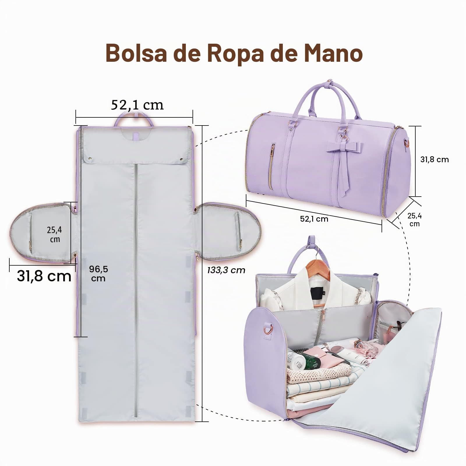 Bolsa portatraje de Viaje para Mujer, Púrpura, Carry-on 20-Inch, Mujer