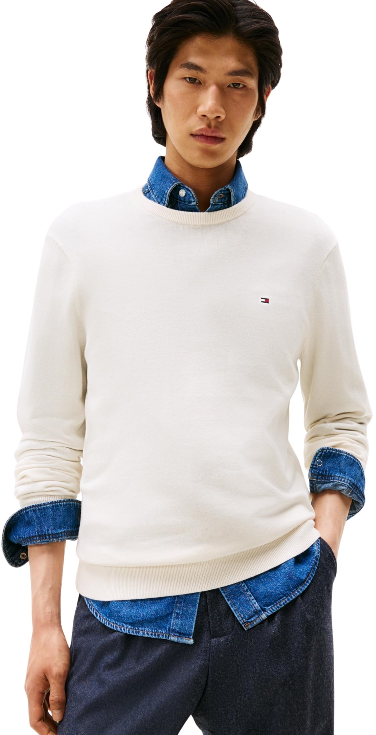 Tommy Hilfiger Herren Pullover Essential Cotton mit Rundhalsausschnitt