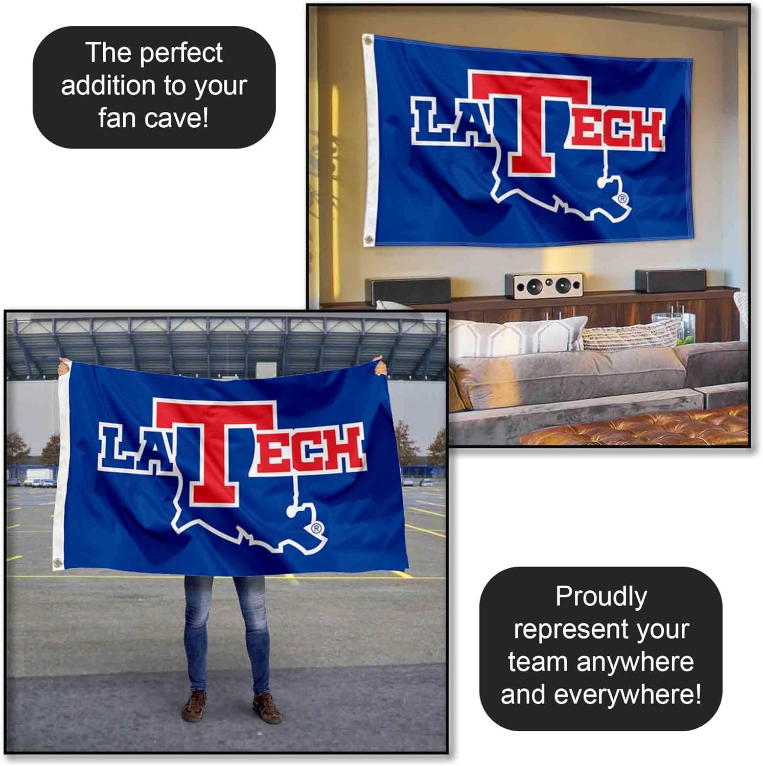 College Flags & Banners Co. Louisiana Tech Bulldogs La Tech University Large College Flag