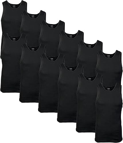 Miniatura 16 de Gildan - Camiseta sin mangas A-Shirt para hombre, paquete múltiple, estilo G1104 Negro (paquete de 12)