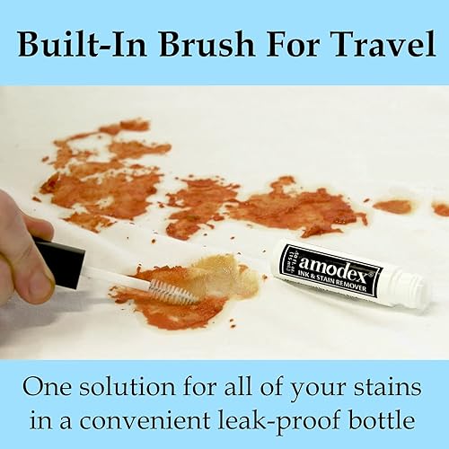 Miniatura 12 de Amodex Removedor de tinta y manchas para ropa, cuero y piel, elimina tinta, bolígrafo, afilado, grasa y más, funciona en manchas fijas, suave pero