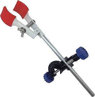 OESS 2 Finger Adjustment Lab Clamp Retort Prong Jaw Style Rubber-Wrapped Head A Black Laboratory Stand Clip - coolthings.us