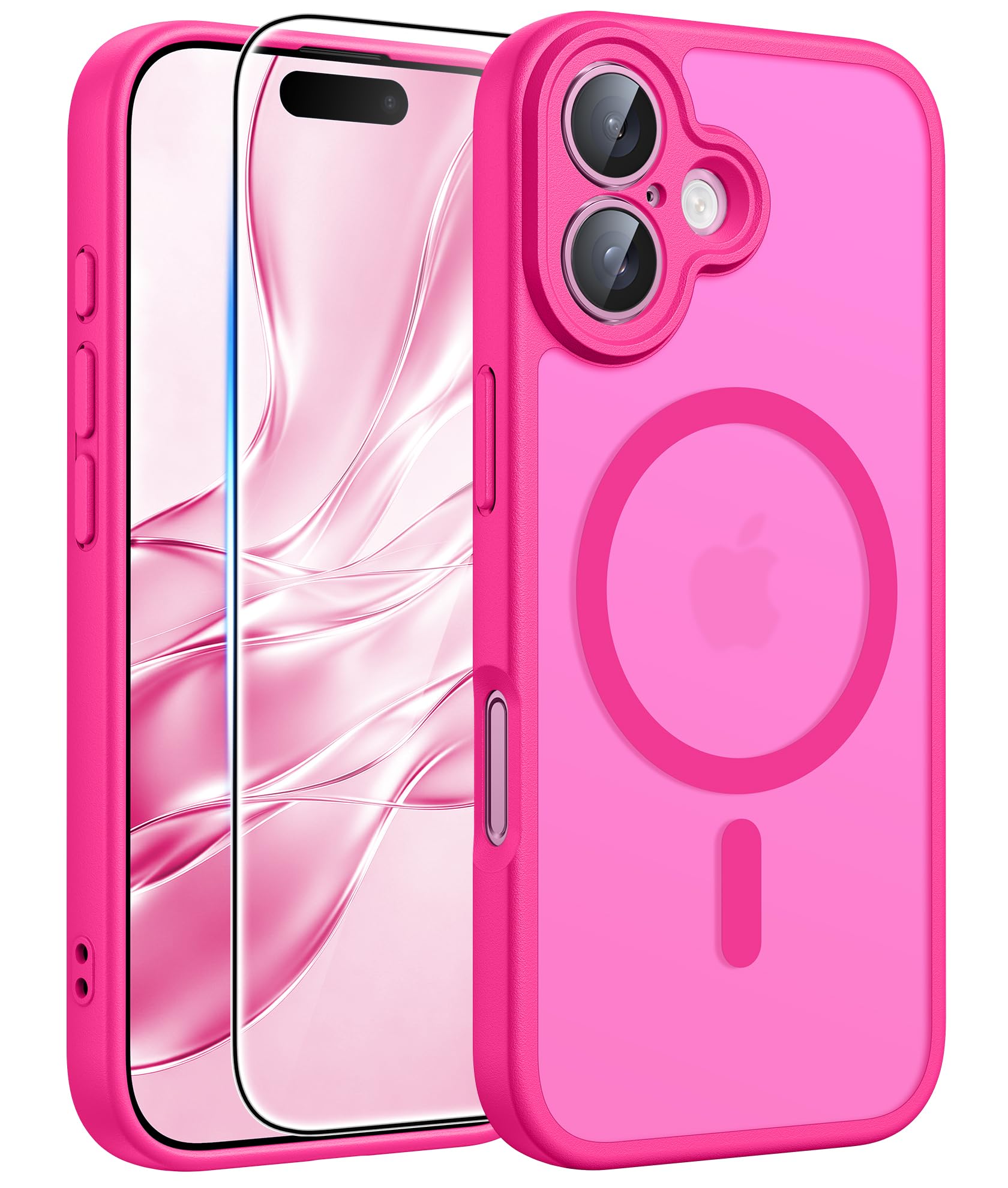 FNTCASE for iPhone 16 Plus Case Hot Pink: Compatible with MagSafe