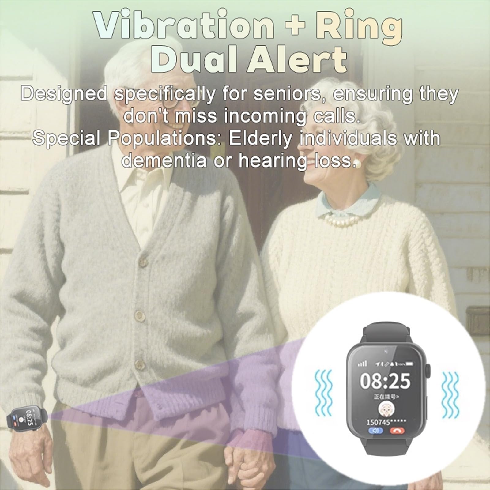 X&Z-XAOY Montre Intelligente pour Seniors Appel Vidéo HD Détection Chute GPS IP67 Waterproof Fall Alert Red