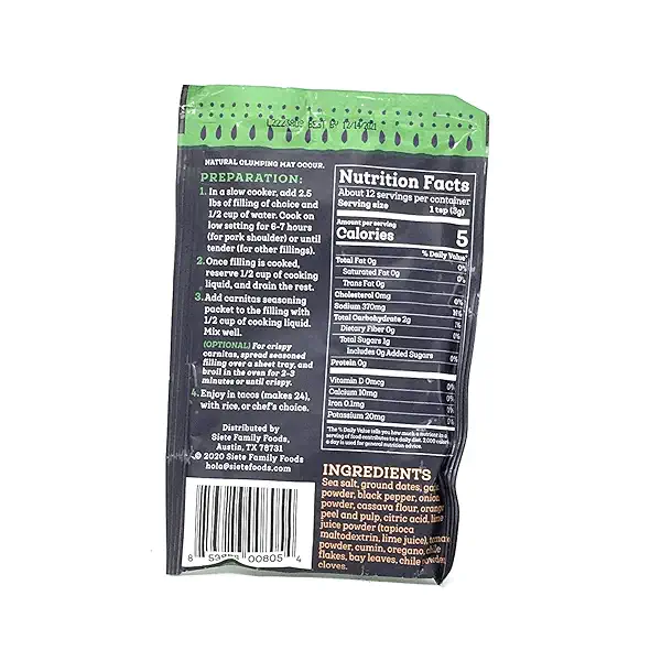 Siete Carnitas Seasoning Mix | Slow Cooker Spices | Gluten Free | Vegan | Paleo | Preservative Free (1 Packet) 7 Servings 3