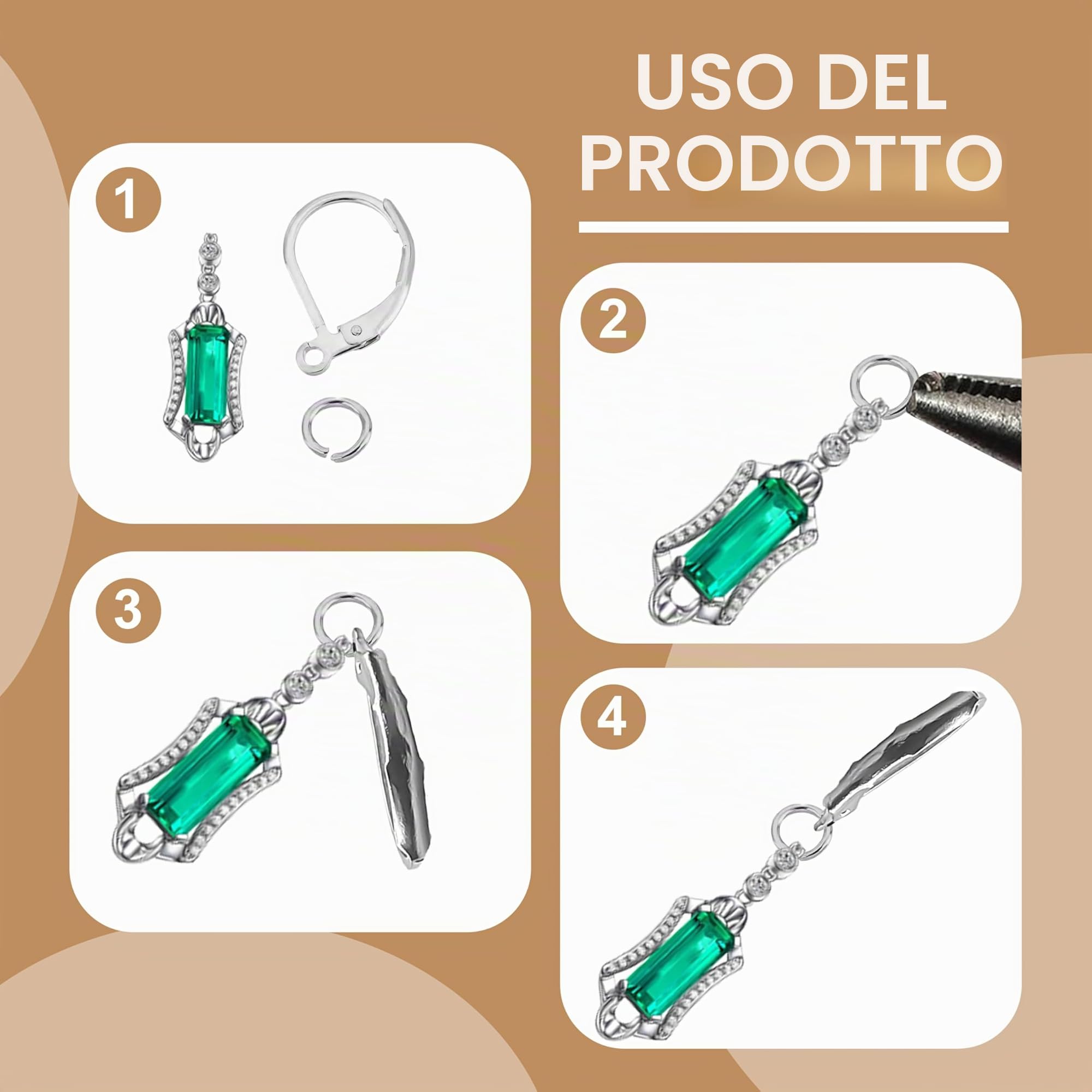 60 pezzi di chiusura a leva in argento Sterling 925 con anelli aperti per set orecchini fai da te