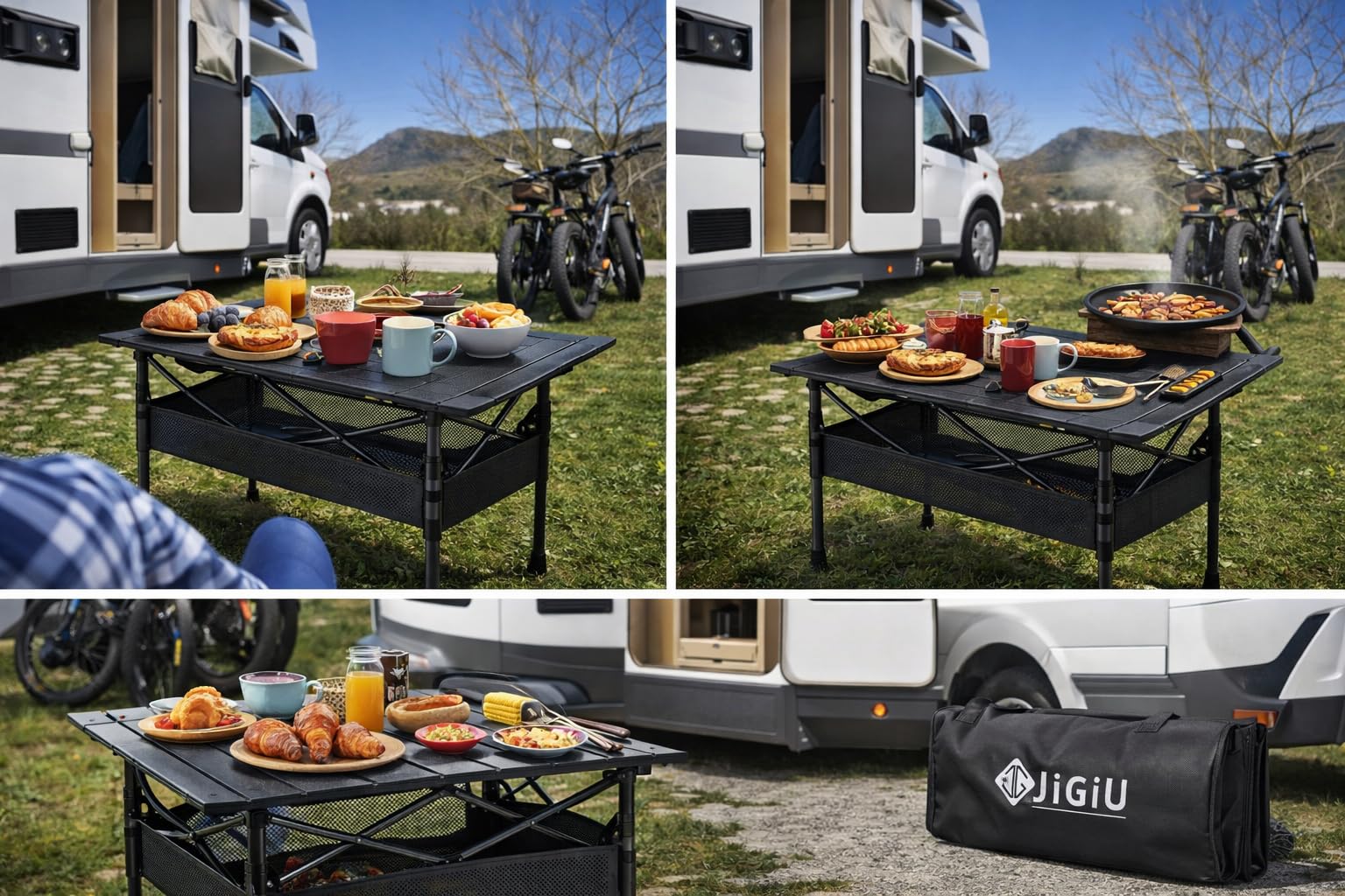 Folding Camping Table Portable Pinic Table 2 Level Height Adjustable ...