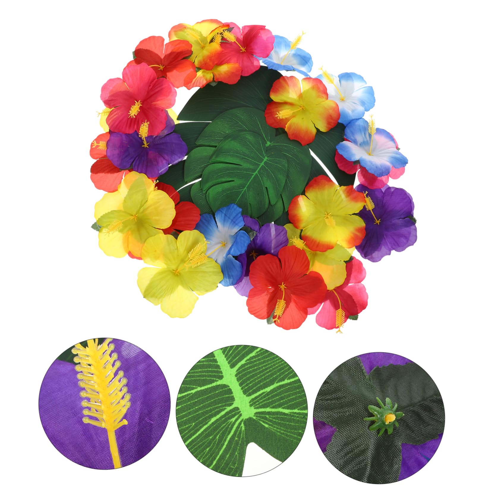 1 Set Decorazioni da Tavola per Feste Foglie e Fiori Simulati per Hawaiani per Celebrazioni e Raduni