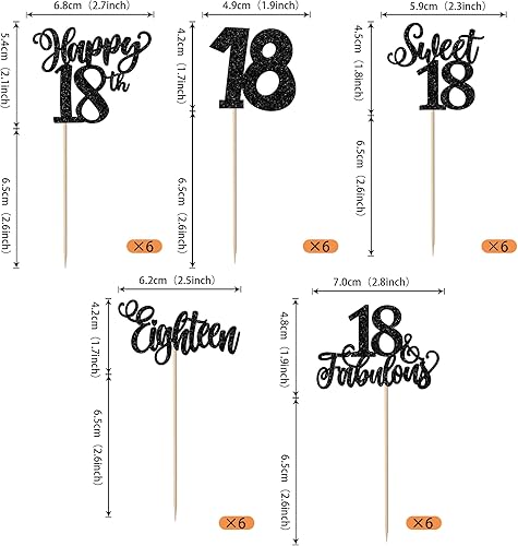 Miniatura 2 de Paquete de 30 adornos para cupcakes con purpurina de 18 años, 18, 18, 18 años, decoraciones para cupcakes, suministros de fiesta de aniversario,